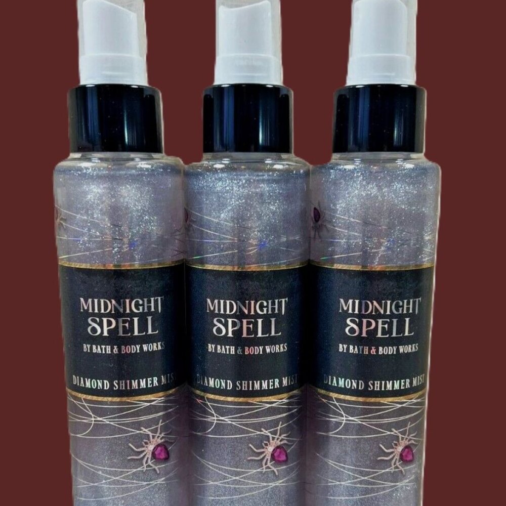 Bath & Body Works MIDNIGHT SPELL Diamond Shimmer Mist New & Full-Size 3 pc Set